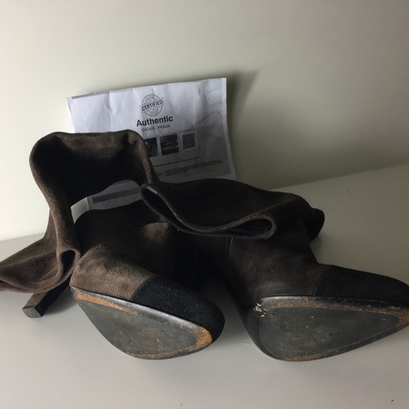 PRADA BROWN KNEE HIGH HEALS SIZE 39 US 8.5 - Picture 15 of 16